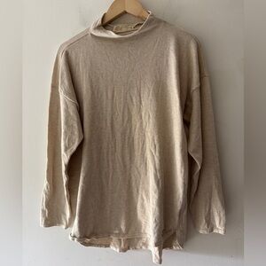 Michael Kors Beige Oatmeal Mock Neck Oversized Sweater